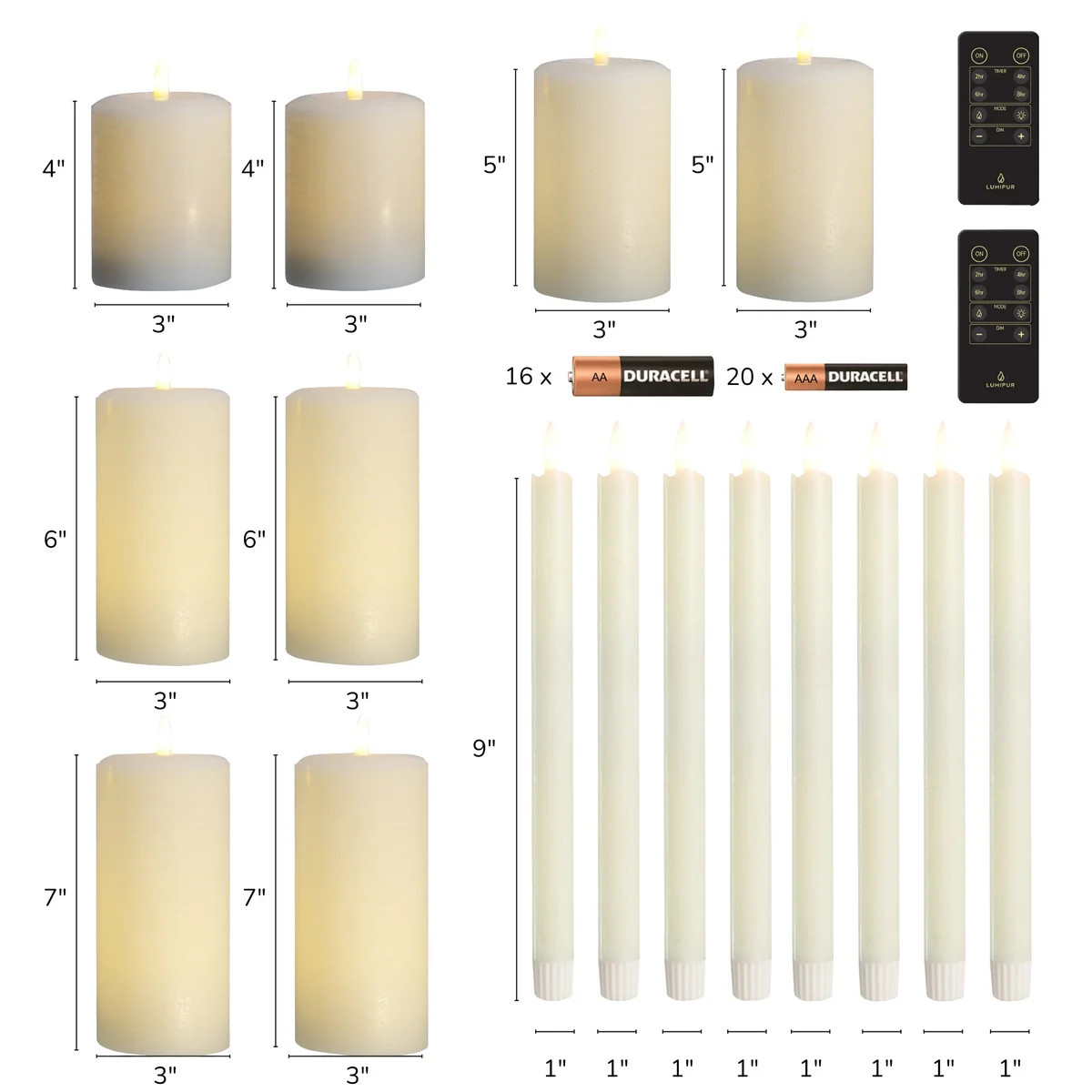 LumiPur 18‑piece Essentials Flameless LED Candle Centerpiece Collection