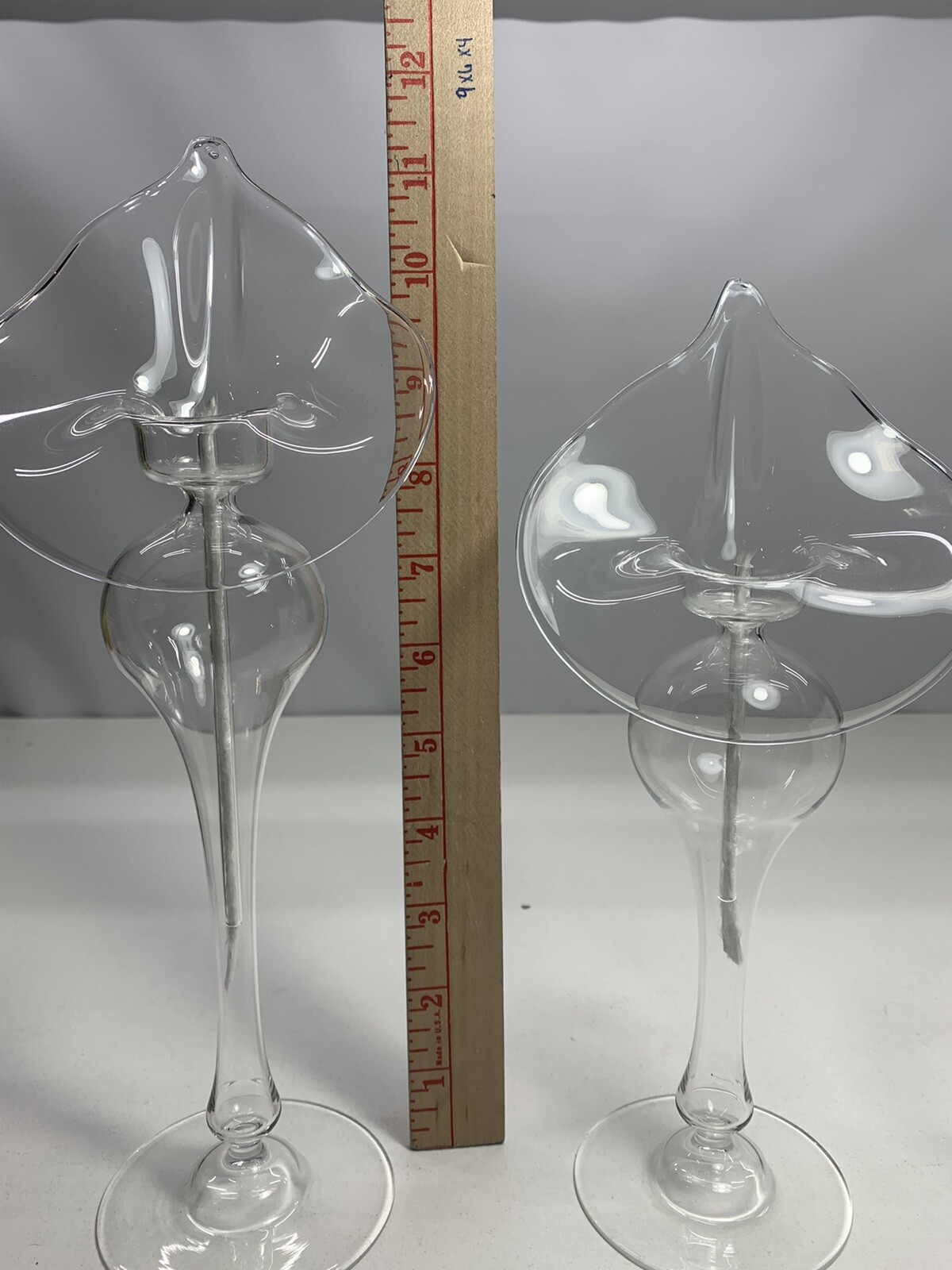 3 Piece Stair Step Glass Calla lily Oil Candles Handblown Glass New Open Box