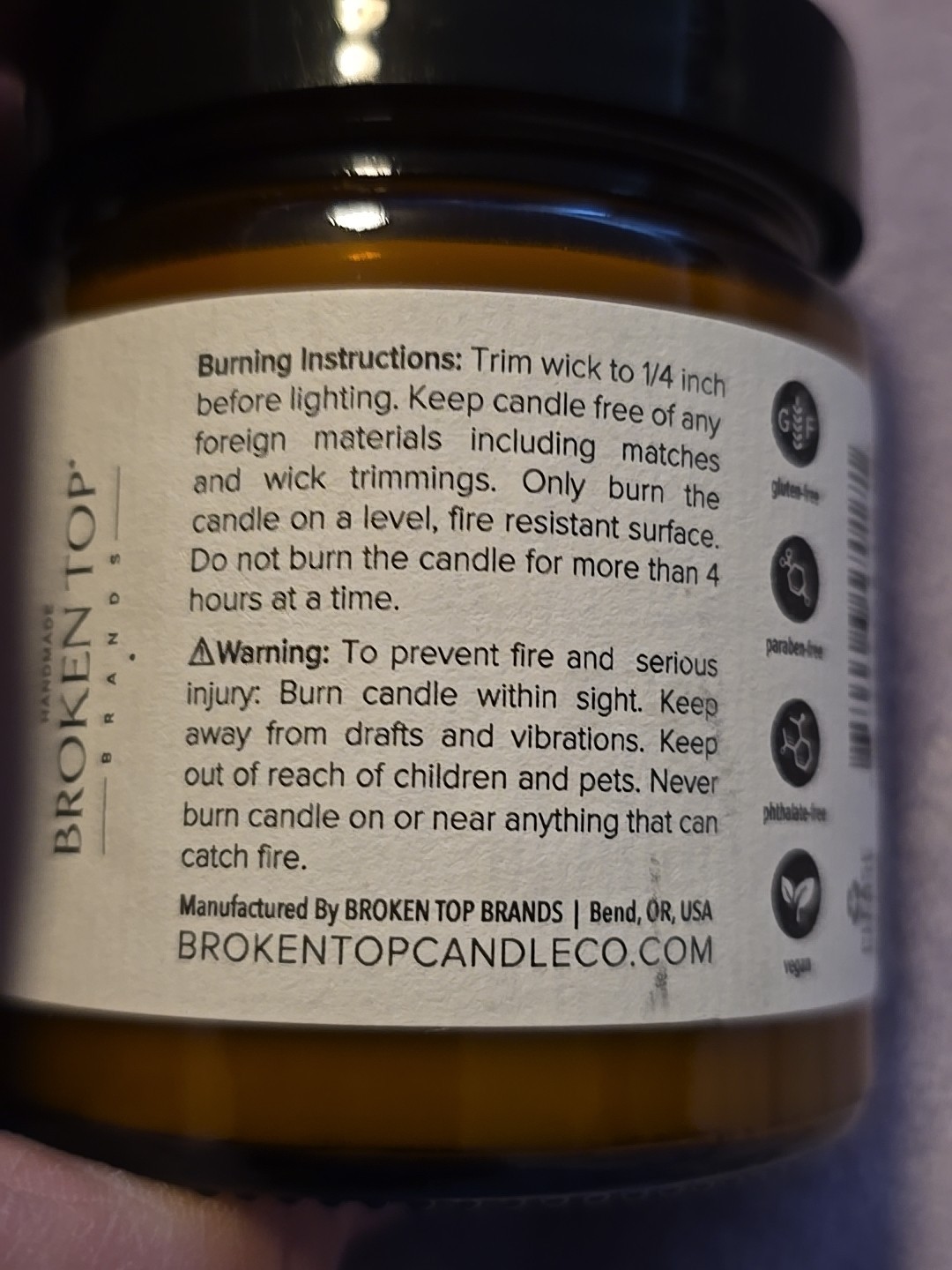 3 Broken Top ~ Pure Soy Wax Vegan Candle ~ 25 Hour Burn Time