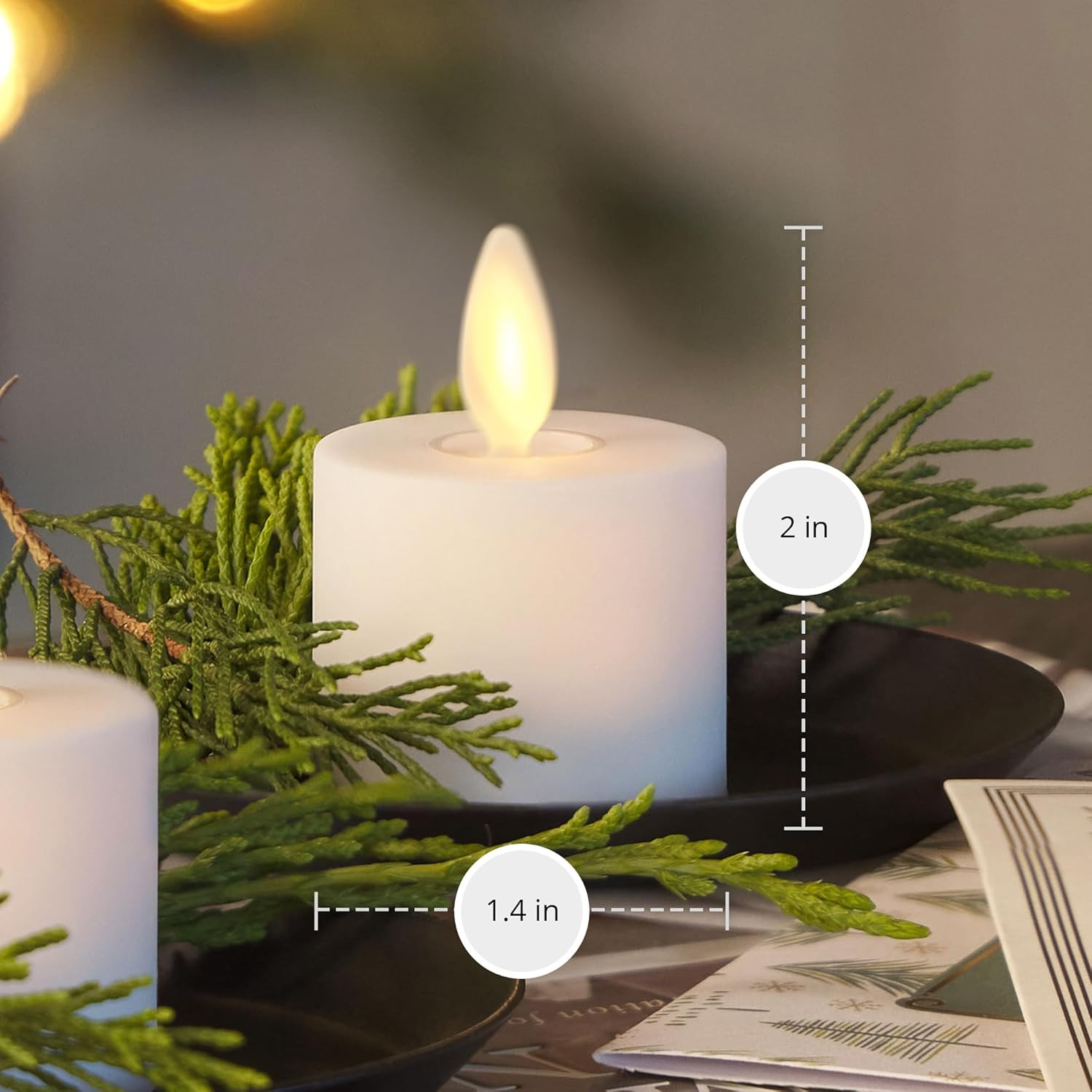 Moving Flame LED Flameless Tealight (1.4″ X 2″) Remote Ready Battery Operated Pl