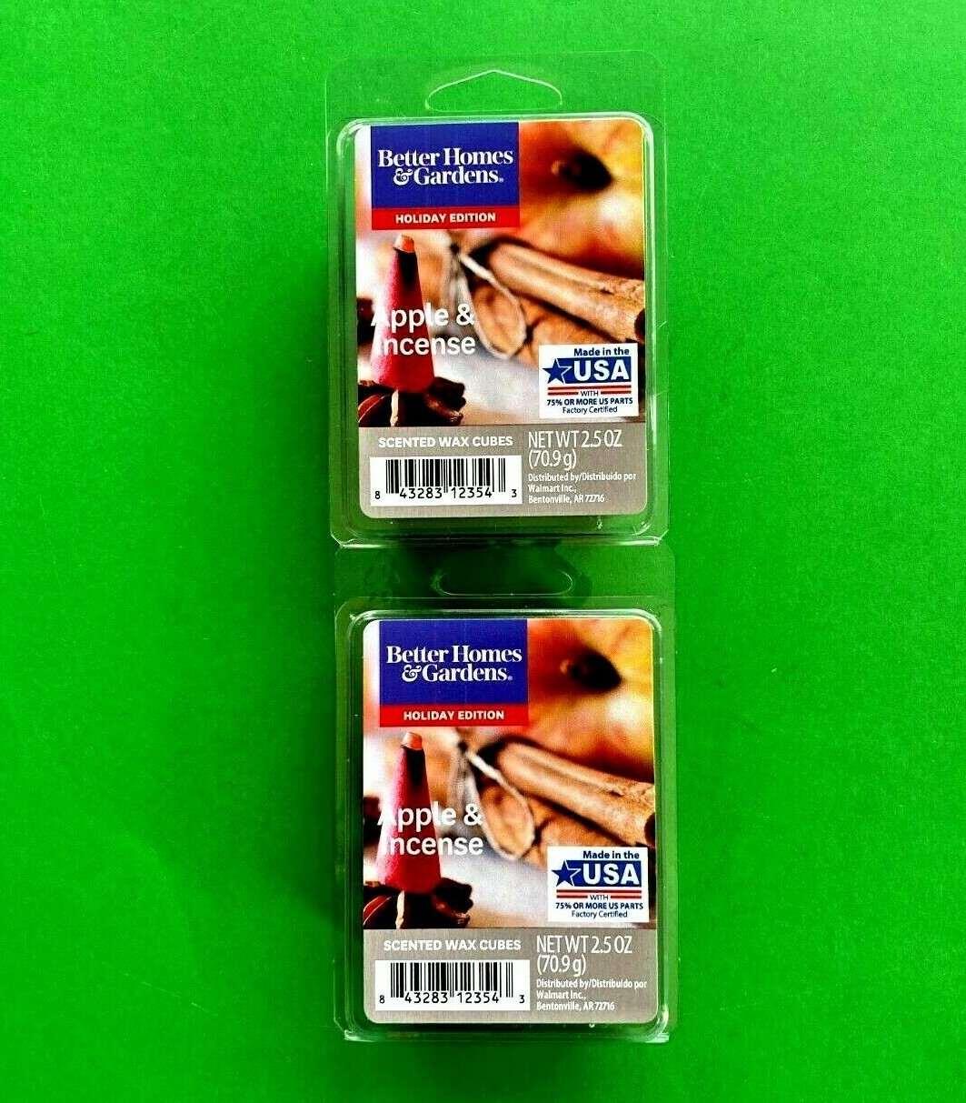 Better Homes and Gardens 2 PACKS Scented Wax Cube Apple and Incense 6-Count