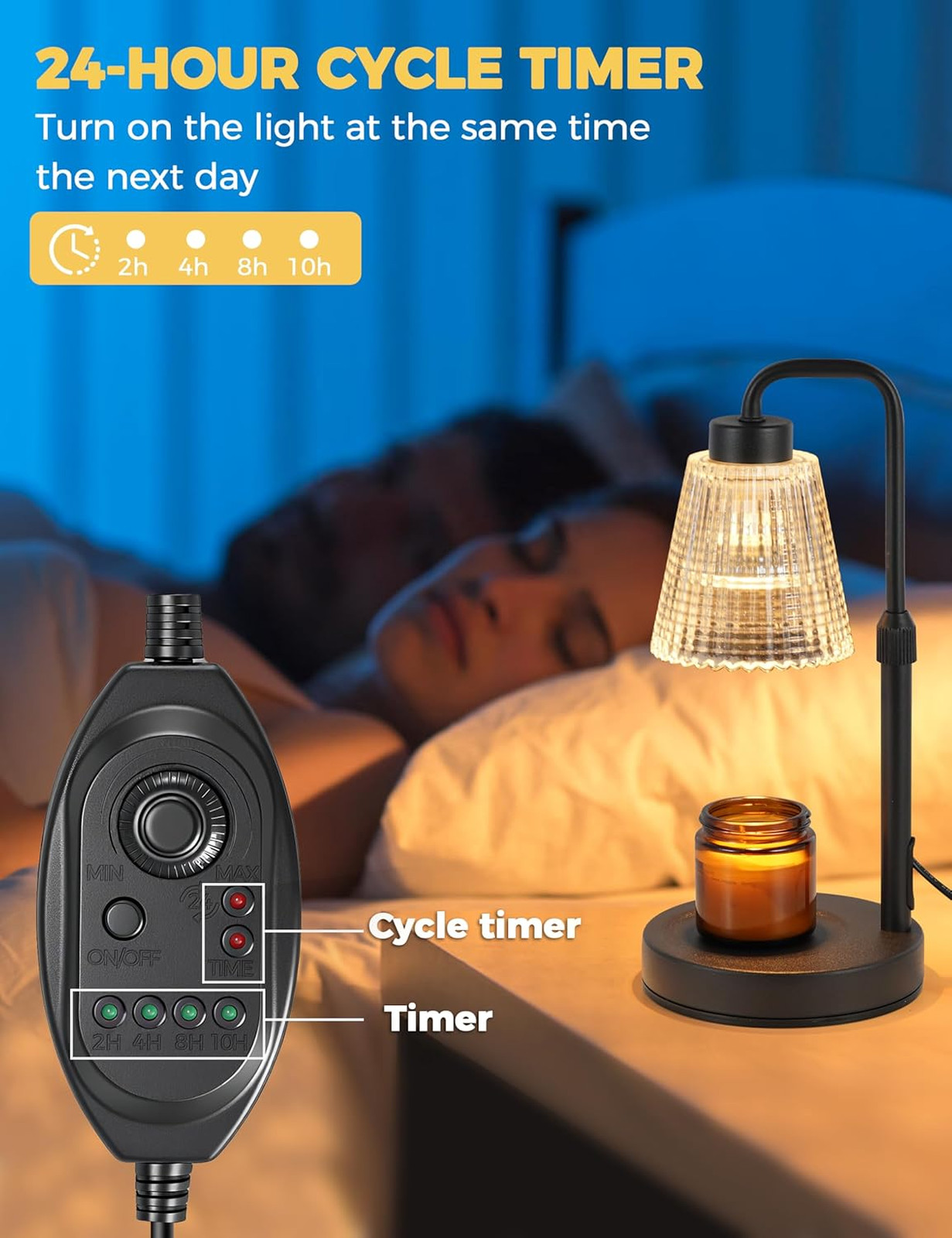 Candle Warmer Lamp with Cycle Timer, Wax Melt Warmer for Jar Candles, Dimmable