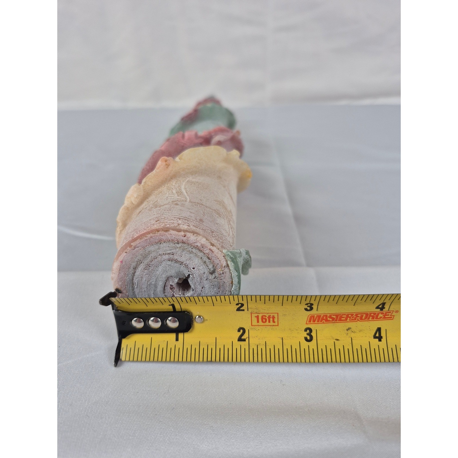 Vintage Spiral Drip Wax Candle Pastel Sculptural Art Candle 15″ Boho Decor