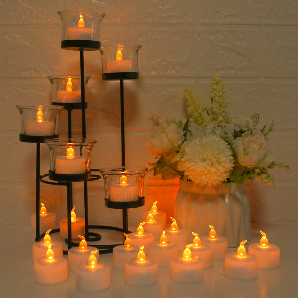 24 Pack LED Tea Lights Battery Operated Flickering Flameless Candles Party Decor
