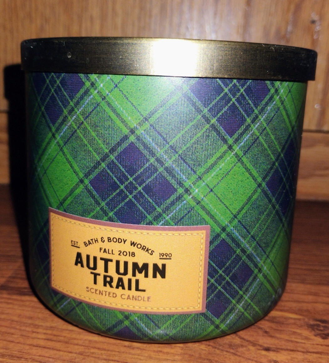 Autumn Trail 3 Wick Candle BBW 14.5 oz Evening Air/Woodland Moss/Pepper/Amber