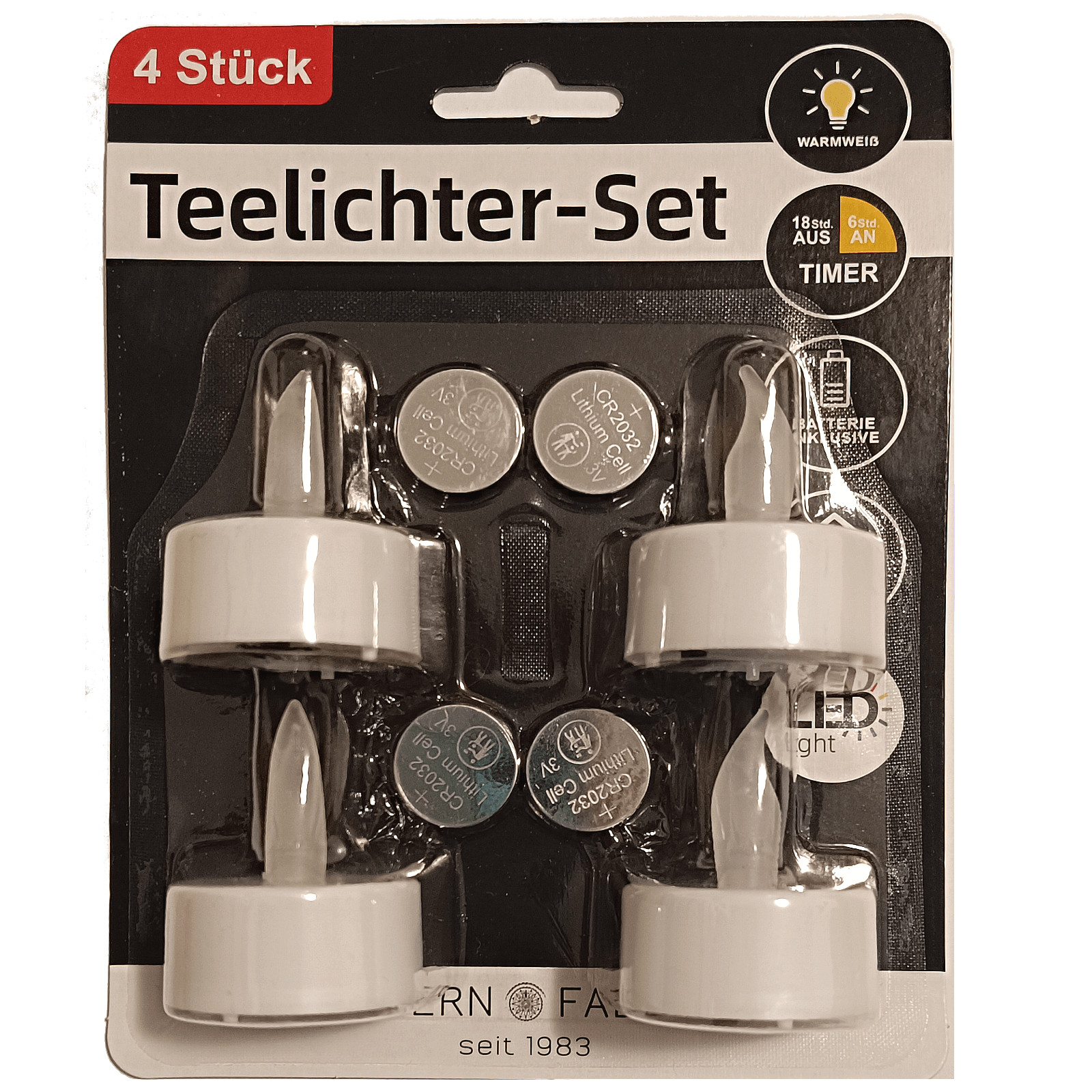 2x Set of 4 LED Tea Lights with Timer Function Warm White incl. Batteries CR2032 #21
