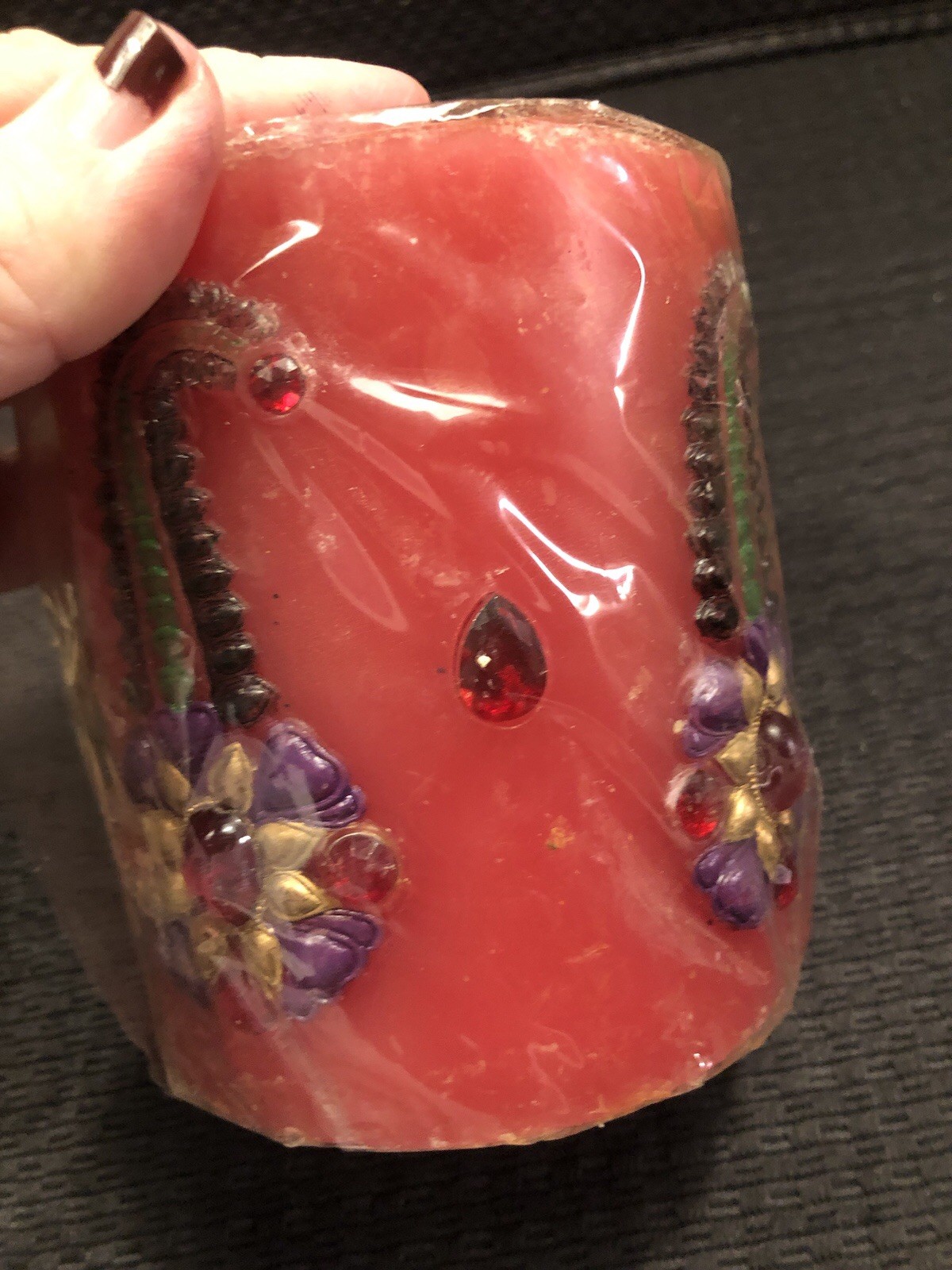 Mughal Jewel Candle Pillar Rare Opulent Vintage Decorative Bejeweled India