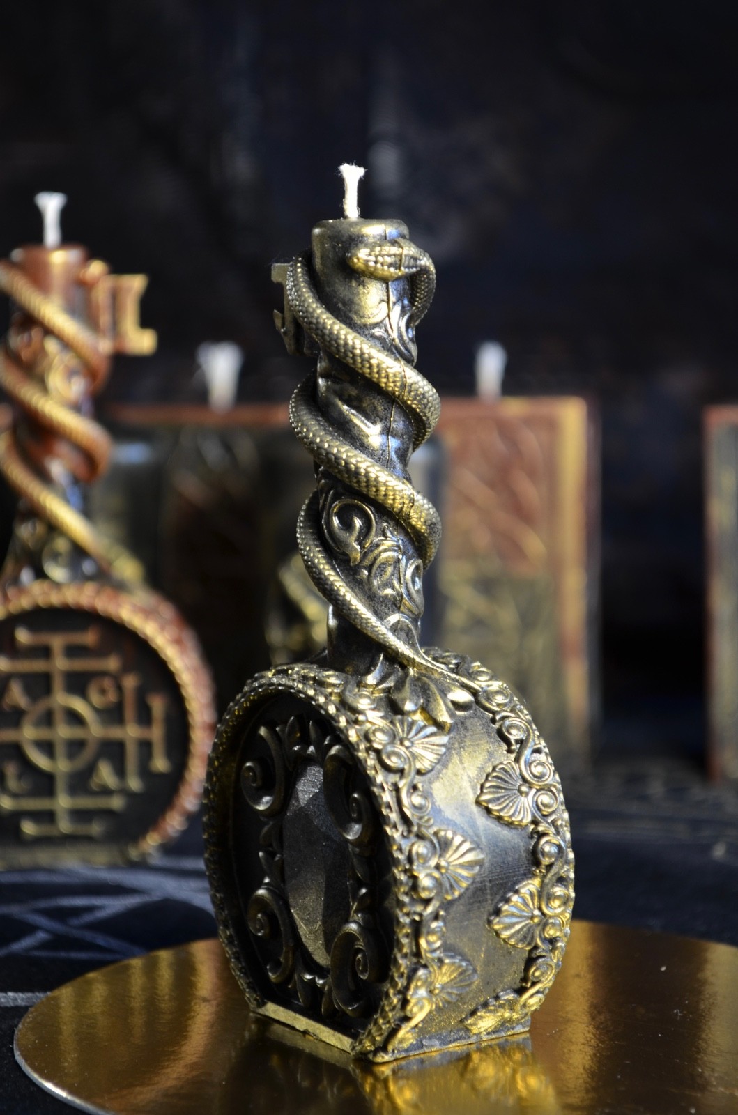 Fortune Key Beeswax Candle Hand Painted Gold Luck Altar Ritual Witchy Gift