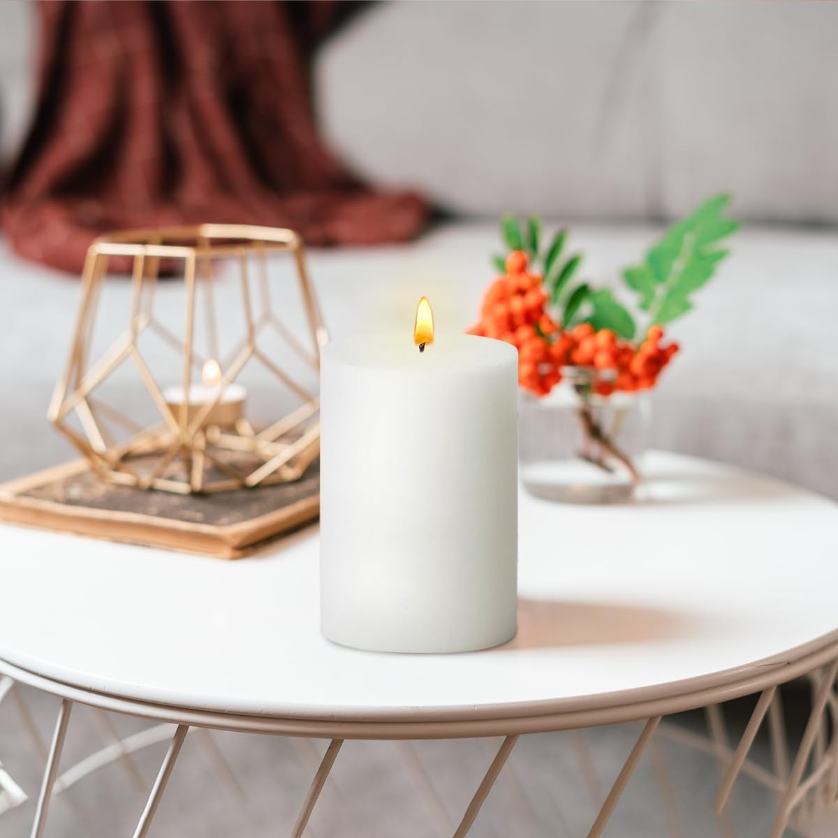 Dripless White Pillar Candles 2.75×4 Inch Unscented – Long Burning for Home
