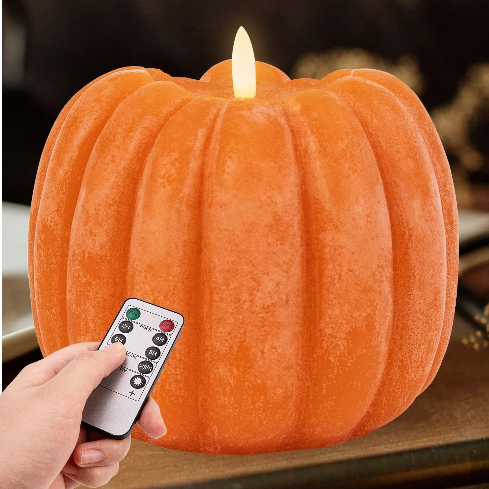 Fall Decorations for Home – Fall Decor – Flickering Flameless Wax Pumpkin LED…