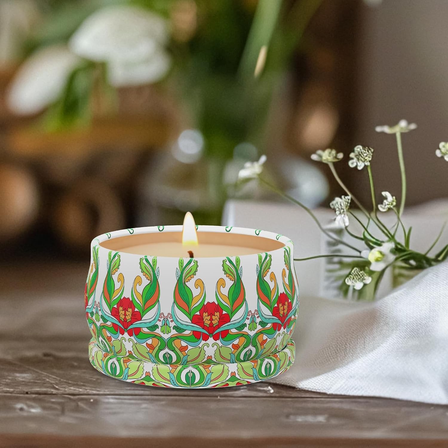 Scented Soy Wax Candles Gift Set, Orange, Rose, Vanilla, Long Lasting Home