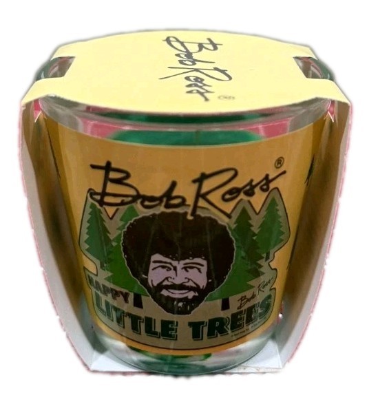 New Complete Set of 4 Bob Ross 3OZ Glass Single Wick Scented Candles Happy Trees