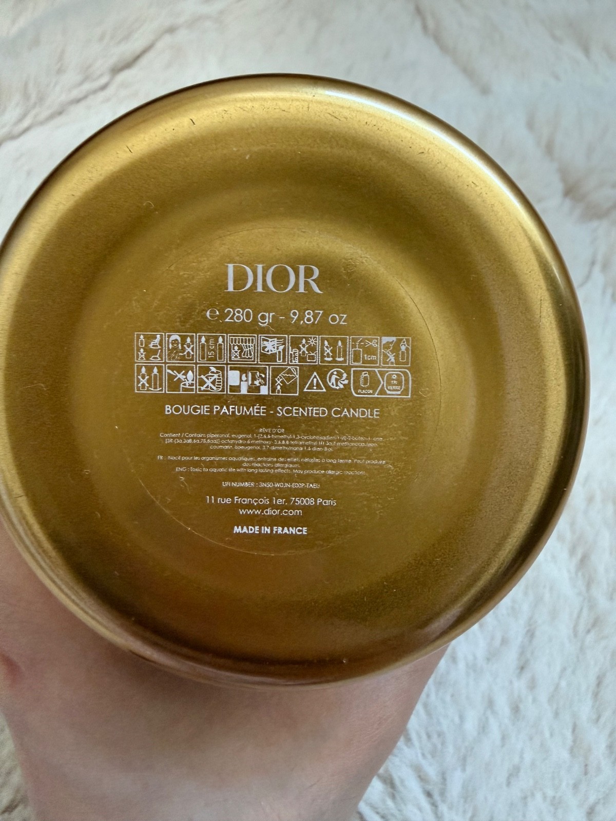 Christian Dior Amber Scented Candle Gold Cannage