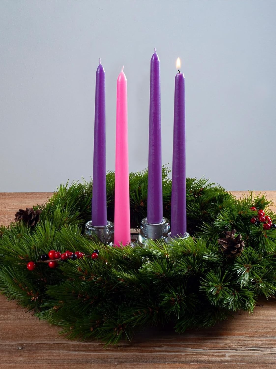 12 Inch Advent Taper Candles Set of 4 – Long Burning Dripless Unscented Taper…