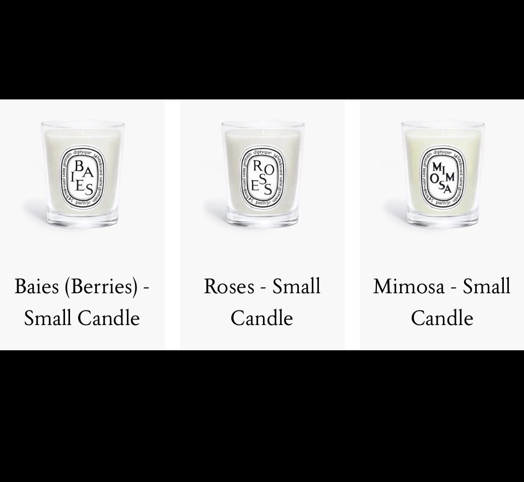 Diptyque Paris Mini Candle Gift Set Baies Roses Mimosa 3x70g W/ Dust Bag