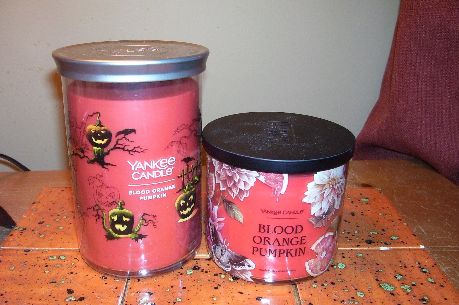 yankee candle 20oz AND 14.5oz JARS BLOOD ORANGE PUMPKIN