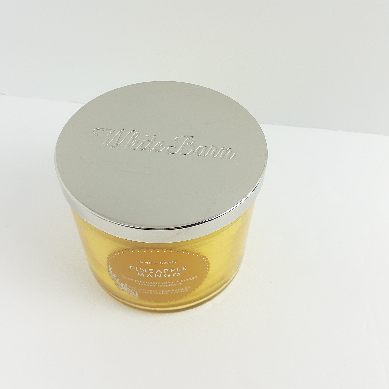 White Barn Pineapple Mango Scented 3 Wick Candle Burns 25-45 Hrs 14.5oz Fruit