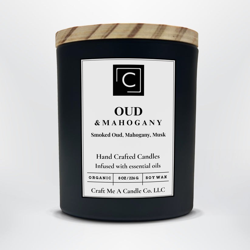 Oud & Mahogany Scented Candle – Smoked Oud, Mahogany, Musk | Round Jar Candles
