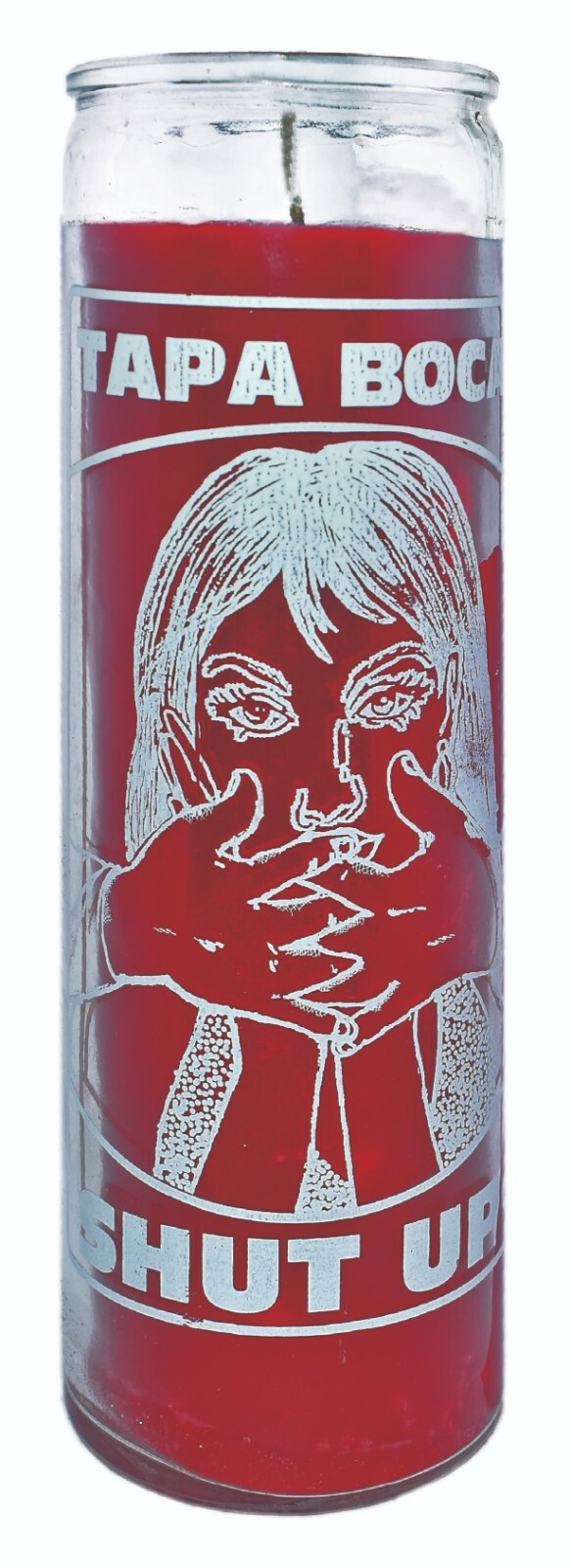 CANDLE SHUT UP RED – TAPA BOCA ROJO UNSCENTED -BURNS 120 HOURS