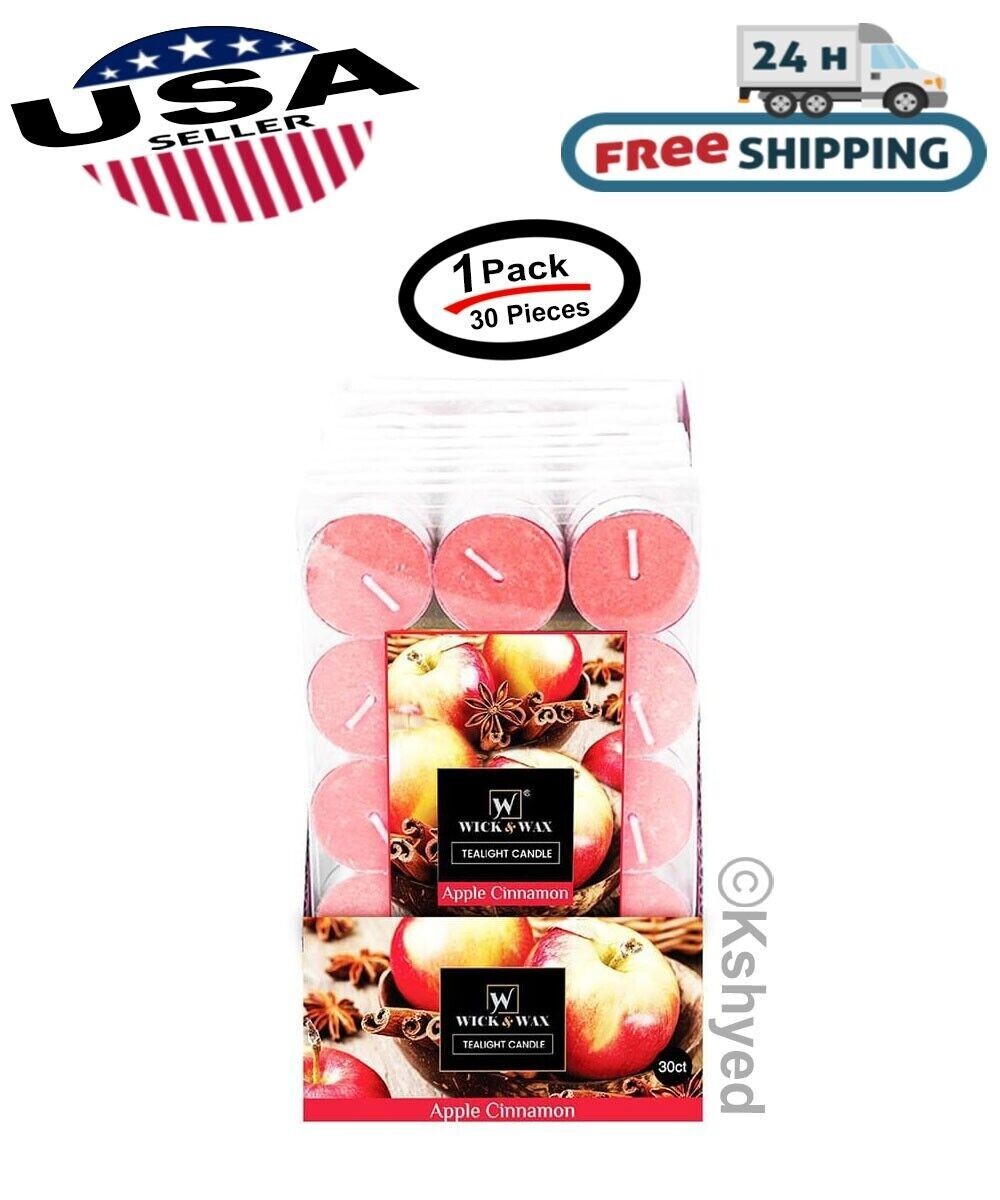30 PCS Apple Cinnamon Tealights Candles Highly Scented Bulk 2.5 Hours Burn Time