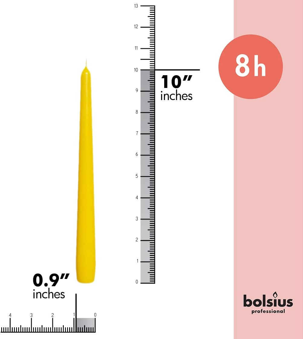 Yellow Taper Candles – 4 Pack Unscented 10 Inch Dinner Candle Set – 8 H
