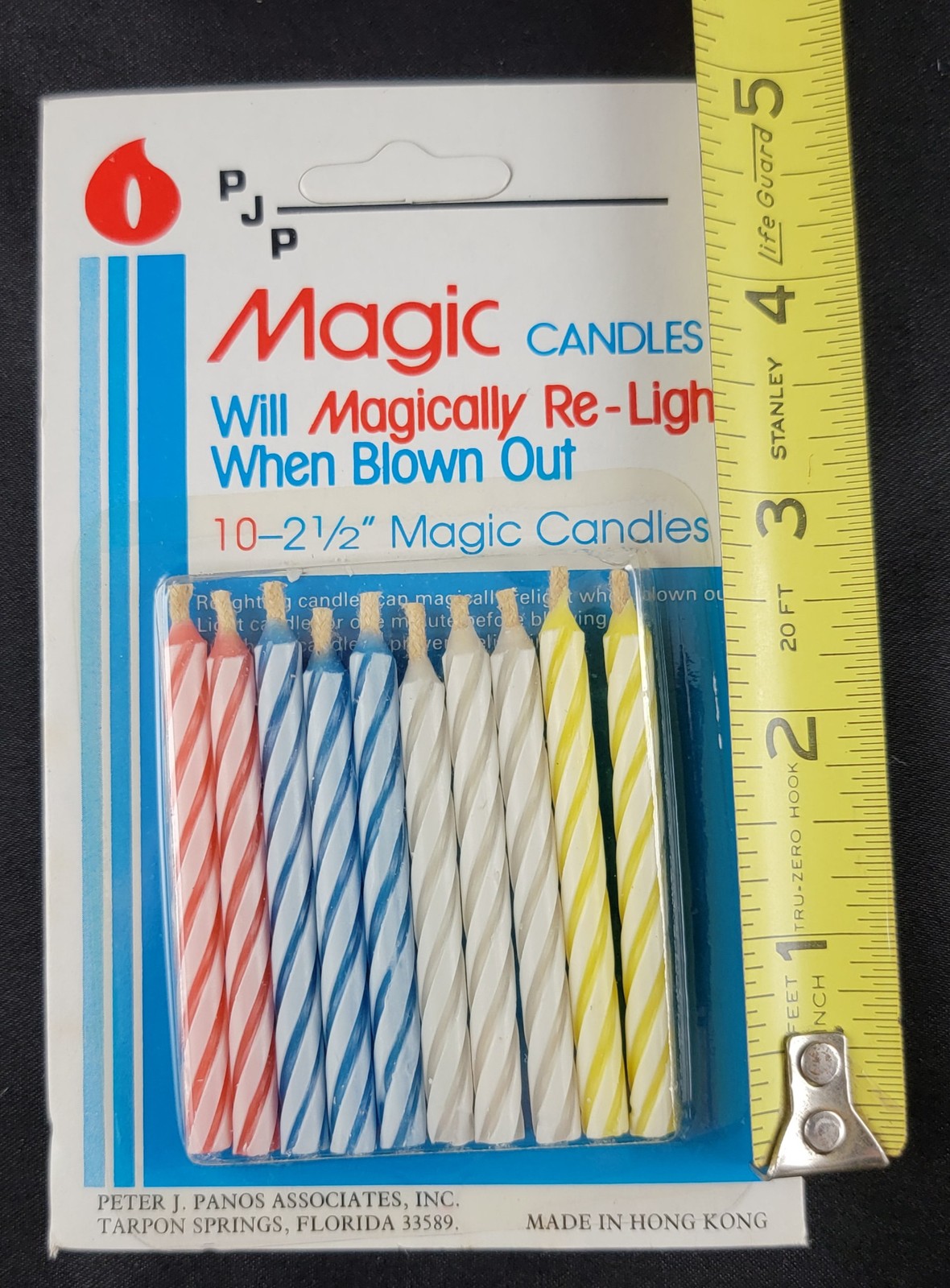 Vintage PFP Magic Re-Light Trick Birthday Candles 2.5″ Red White Blue Qty 10