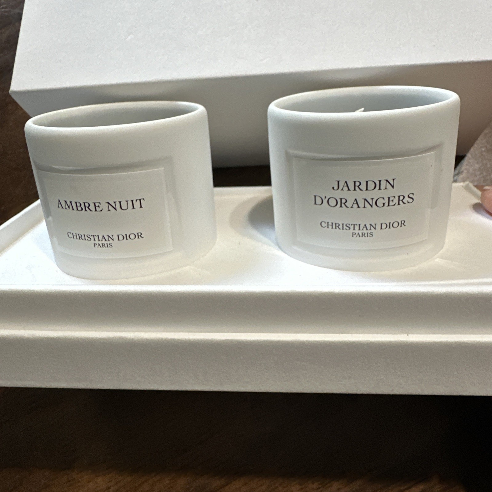 NEW Christian Dior Mini White Ambre Nuit Jardin DOrangers Votive Candle Set