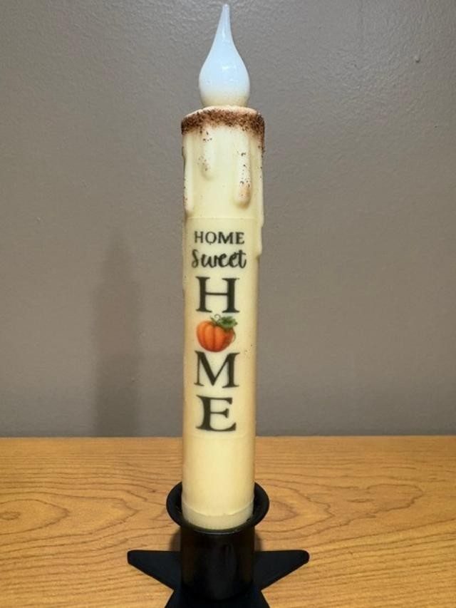 Fall ~ Halloween ~ Autumn Taper Candle ~ 6 Hour LED with Timer ~ Designs- 7 inch