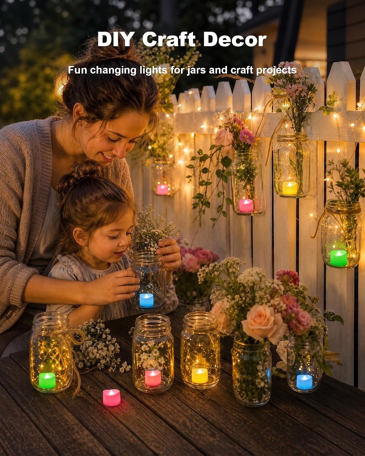 200+ Hour 12-Pack LED Tea Lights with Changing Colors – Indoor & Outdoor Use