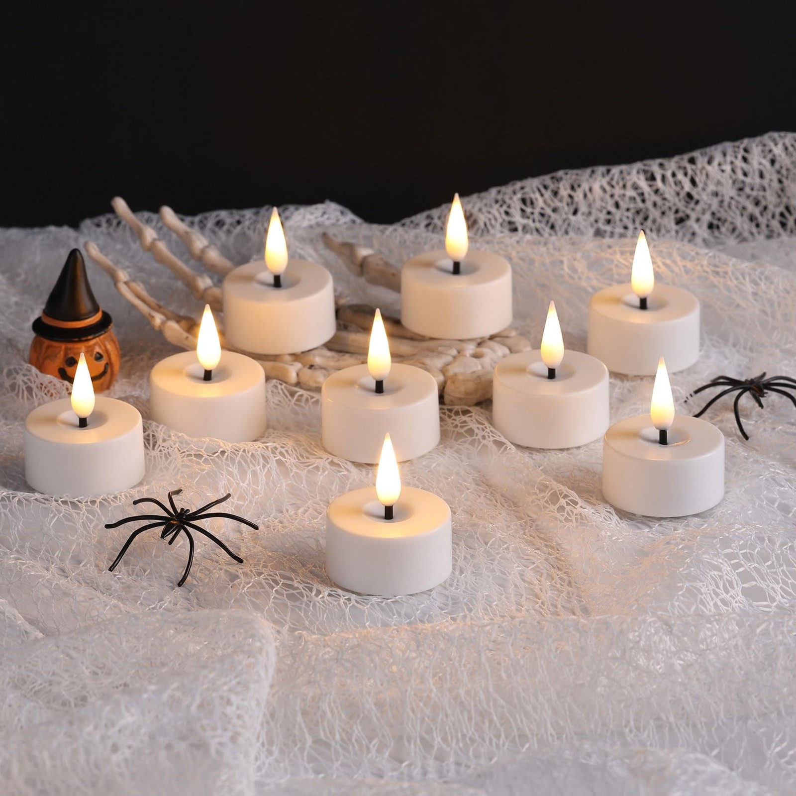 White LED Tealights with Remote Batteries, Flickering Flameless Tea Lights El…