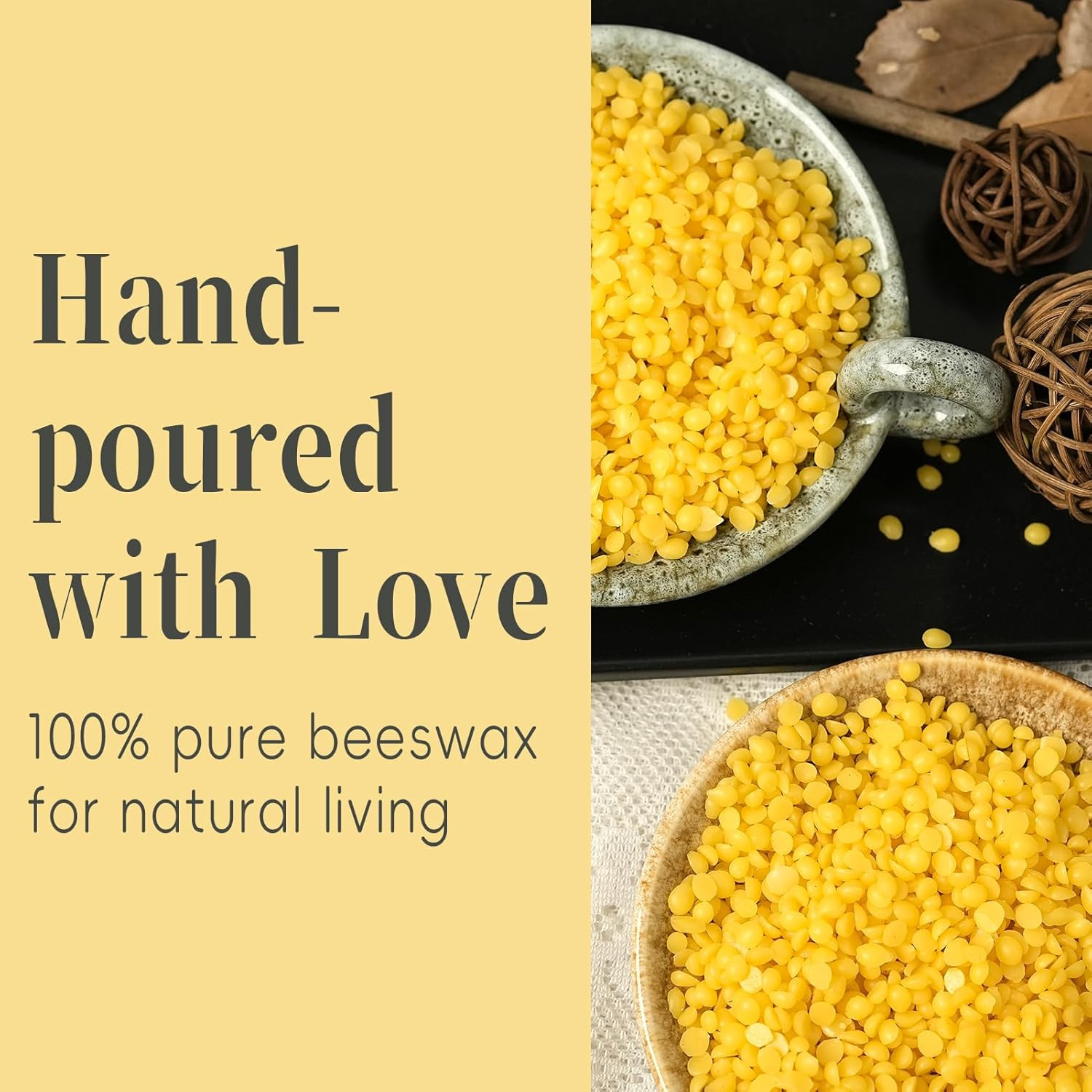 8 Packs Beeswax Candles, 2X5 Inch Natural Beeswax Pillar Candles, 400-Hour Total