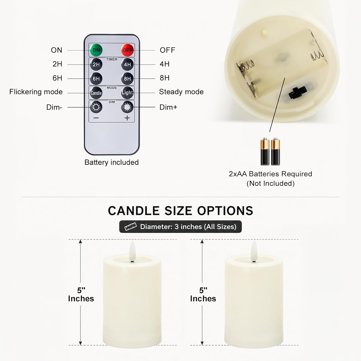 🕯️ 2Pack Outdoor Waterproof Flameless Candles Flickering Remote Timer Moving🌧️