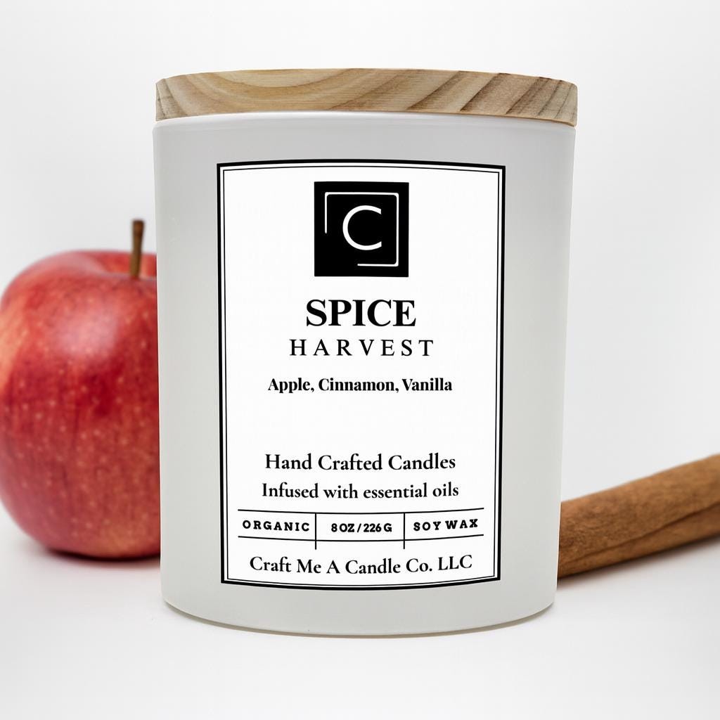 Spice Harvest Soy Wax Candle | Apple, Cinnamon, Vanilla Scent | Organic Soy Wax