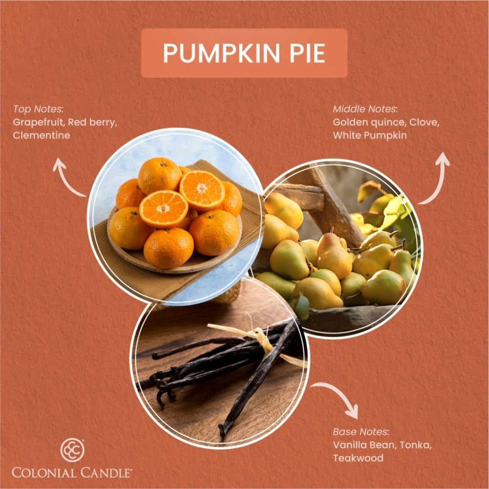 Colonial Candle Pumpkin Pie Scented Jar Candle, 2 Wick, 3.5 oz, Mottled Wax Cand