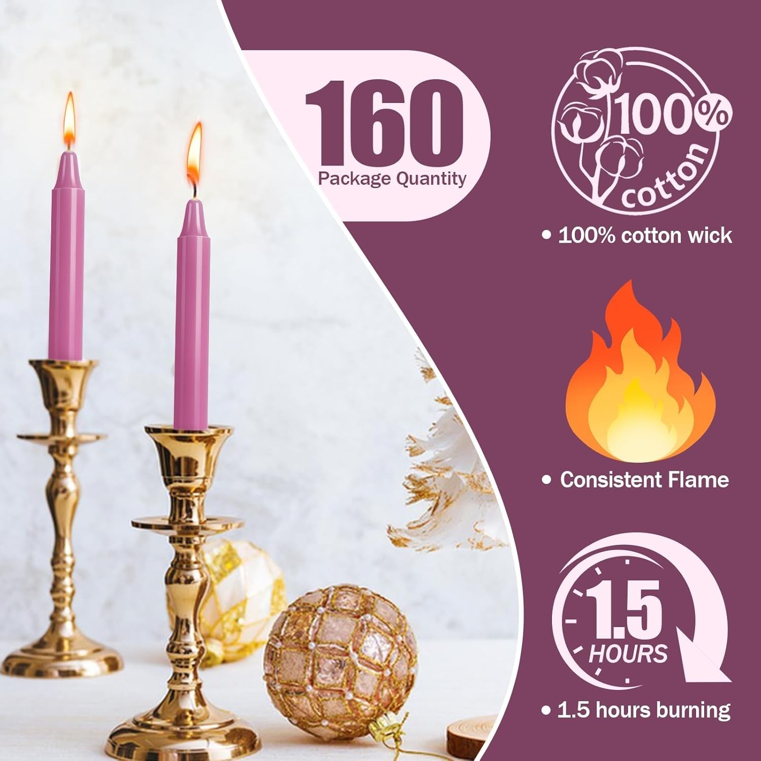 160 Pack Spell Chime Candles 4 Inch Multi-Colored Taper Candles Sticks for Ho…