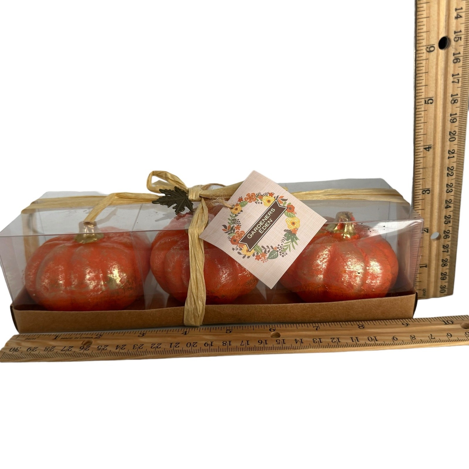 Gardeners Eden Pumpkin Candles Set of 3 Fall Autumn Thanksgiving Halloween