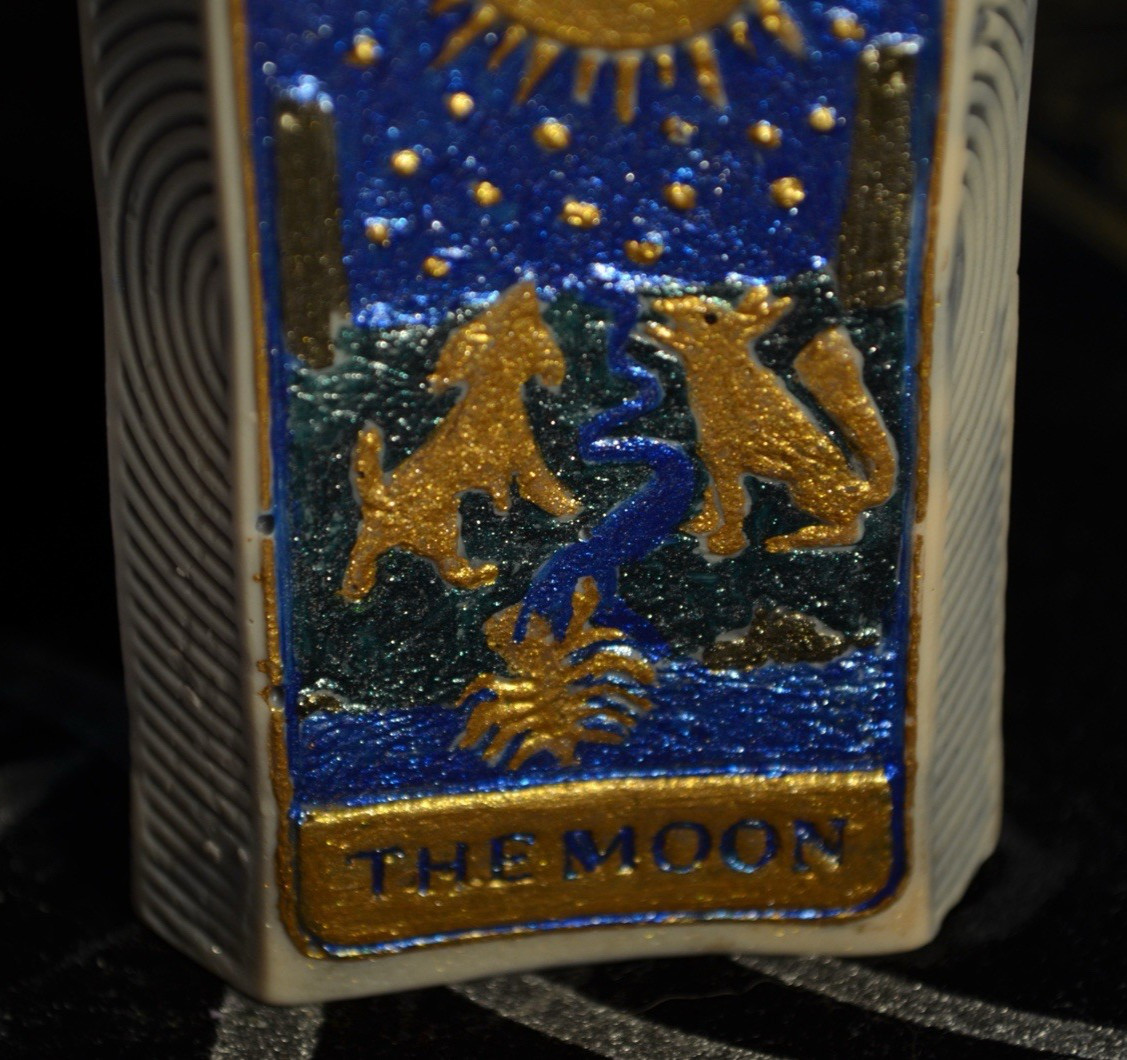 Esoteric Tarot Candle Set Sun XIX & Moon XVIII Light Shadow Balance Ritual Decor