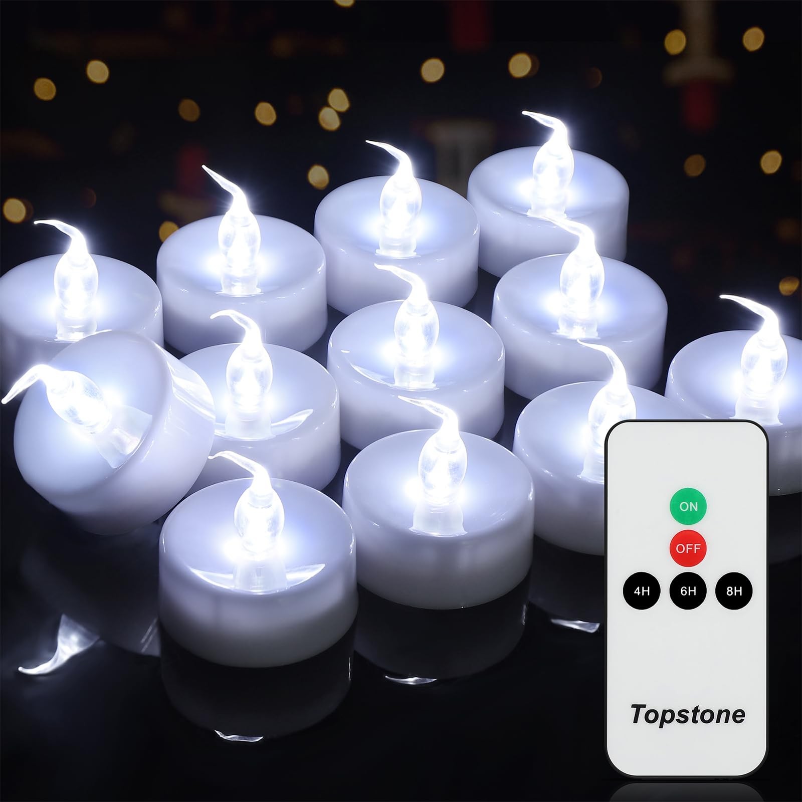 Remote Controlled Tea Light,White Flickering Bulb,Long Lasting Battery Operat…