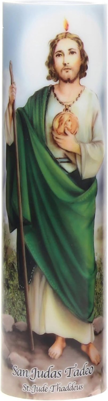 St. Jude Prayer Candle with Flickering LED & Cordless Design for Elegant Decor