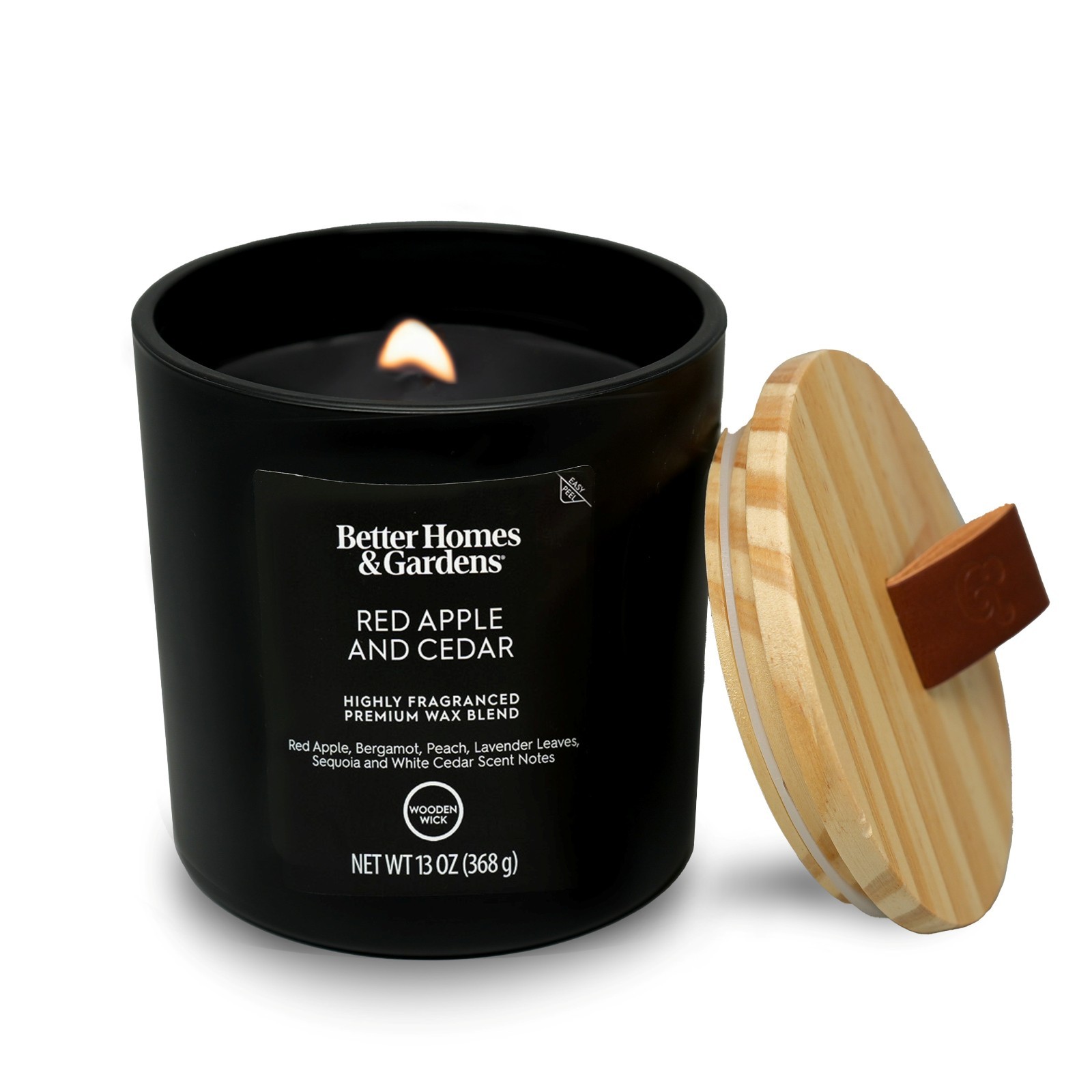 (4 pack) Better Homes & Gardens 13oz Red Apple Cedar Scented Wooden Wick Jar Can