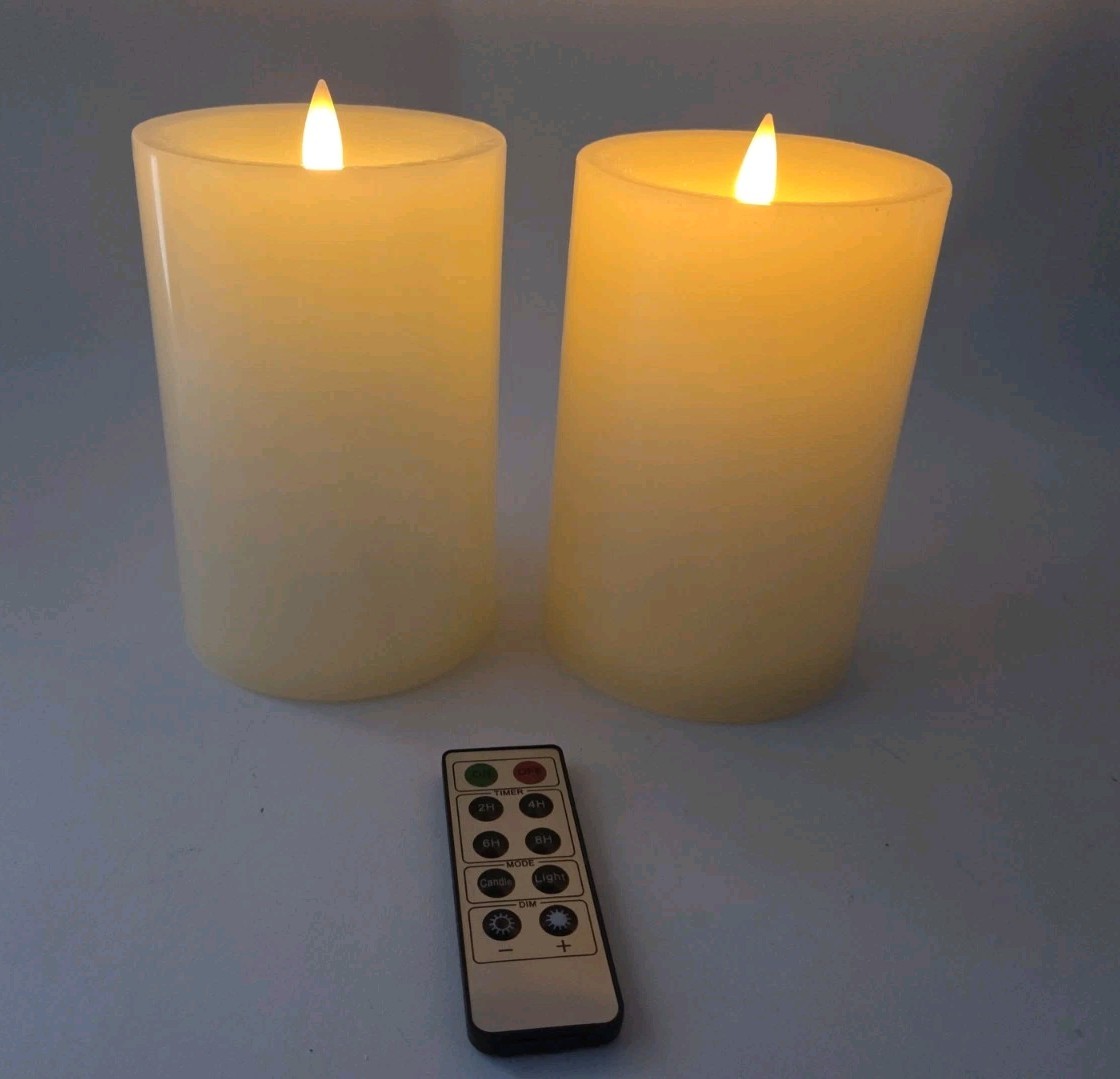 Set of 2 4″ x 6″ Candle Light Wax Candles in Ivory by Valerie