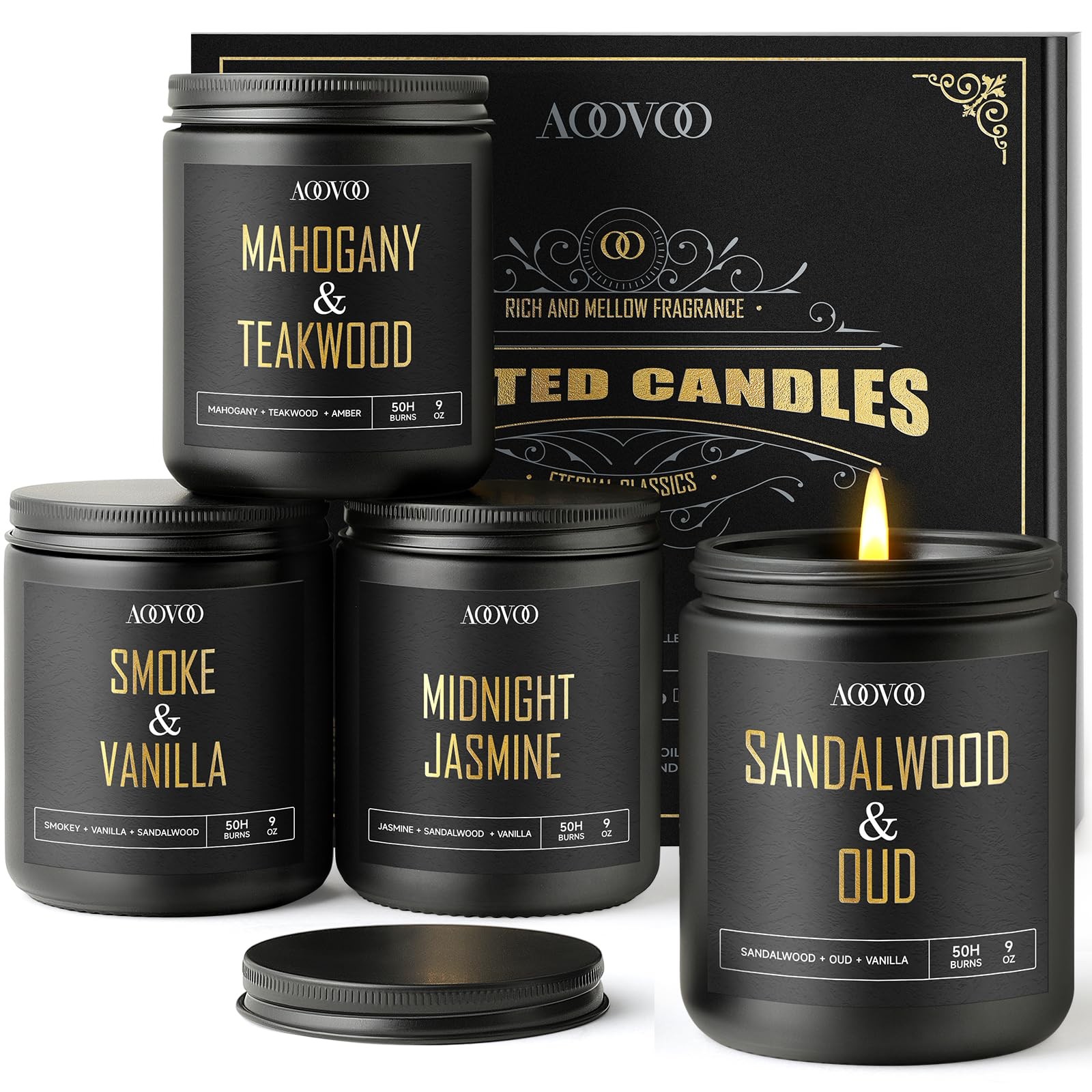 Scented Candles for Men – 4 Pack Candles for Home Scented, 36oz Soy Wax, 200 …