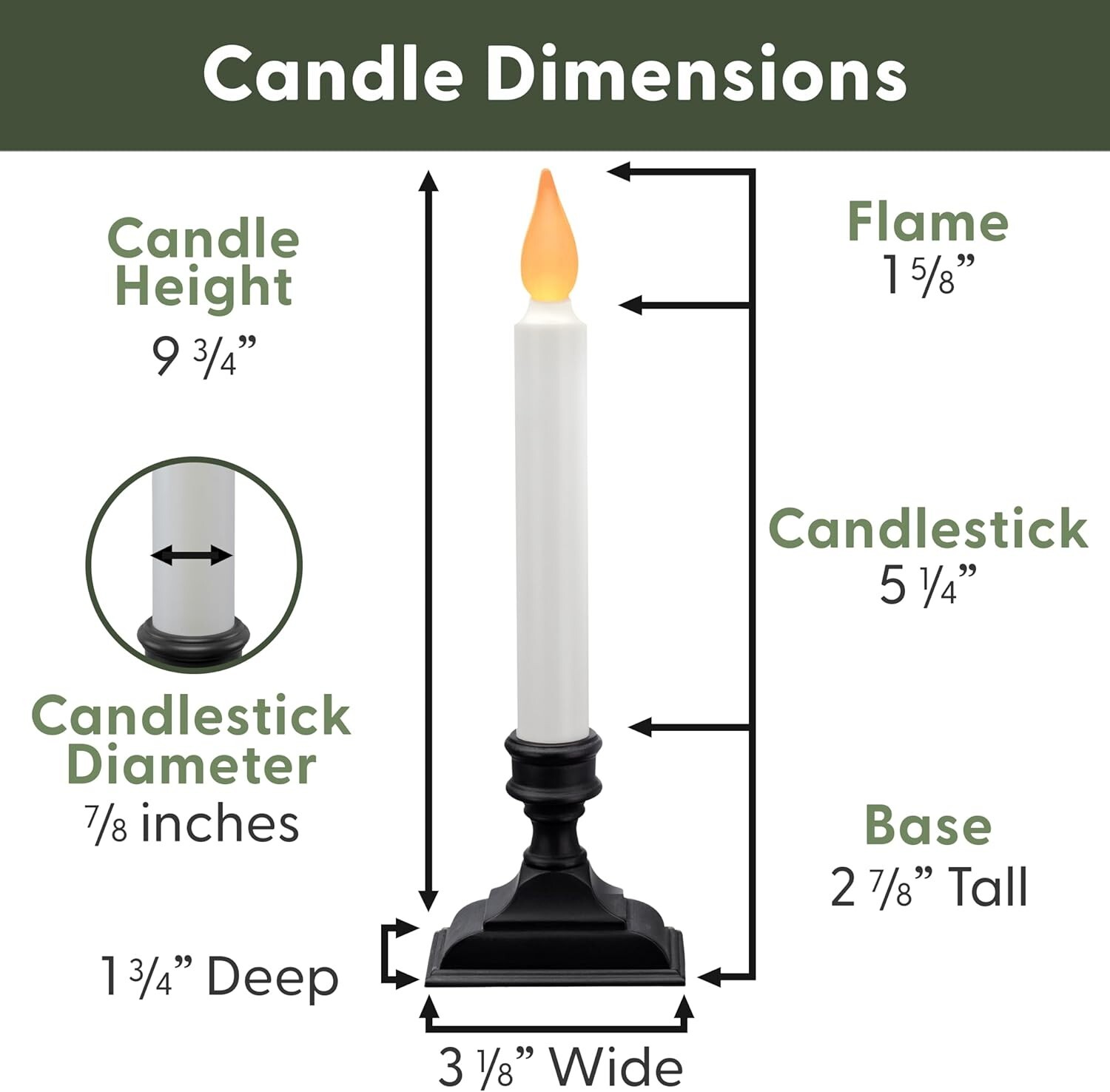 9.75 Inch Tall Flickering Window Candles, Cordless & Energy Efficient, Pack of 4
