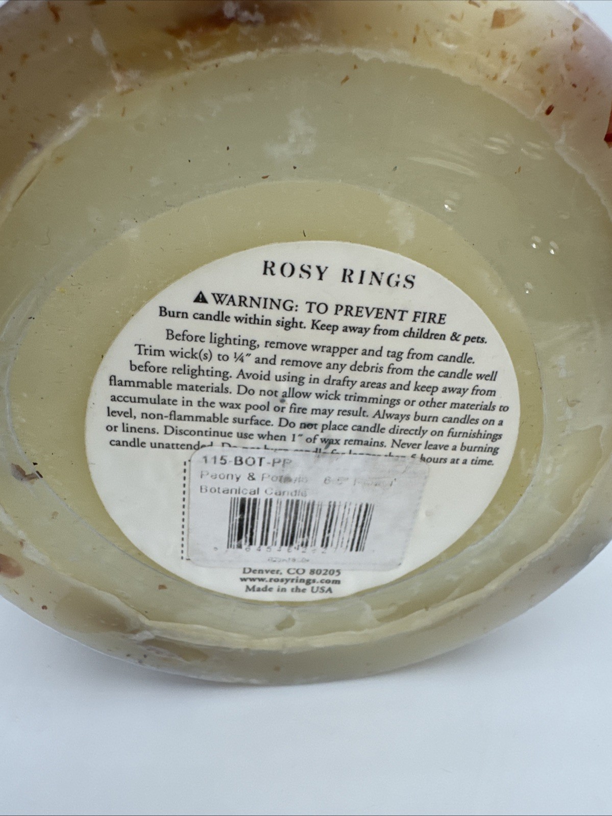 ROSY RINGS, PEONY & POMELO LUXURY BOTANICAL CANDLE, 6.5″ TALL, 200 HRS