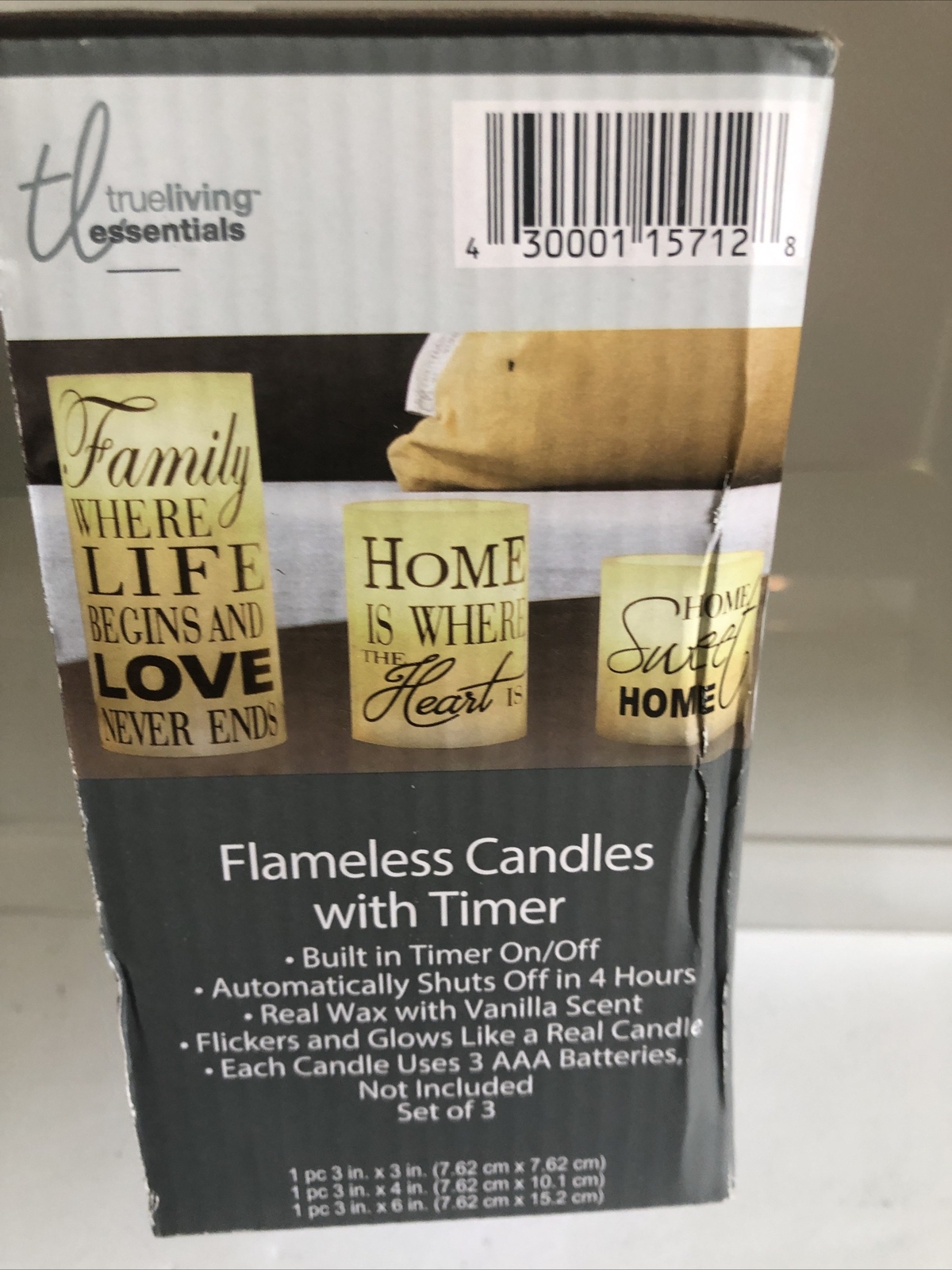 True Living Essentials 3 Pc Flameless Candles With Timer Family Home