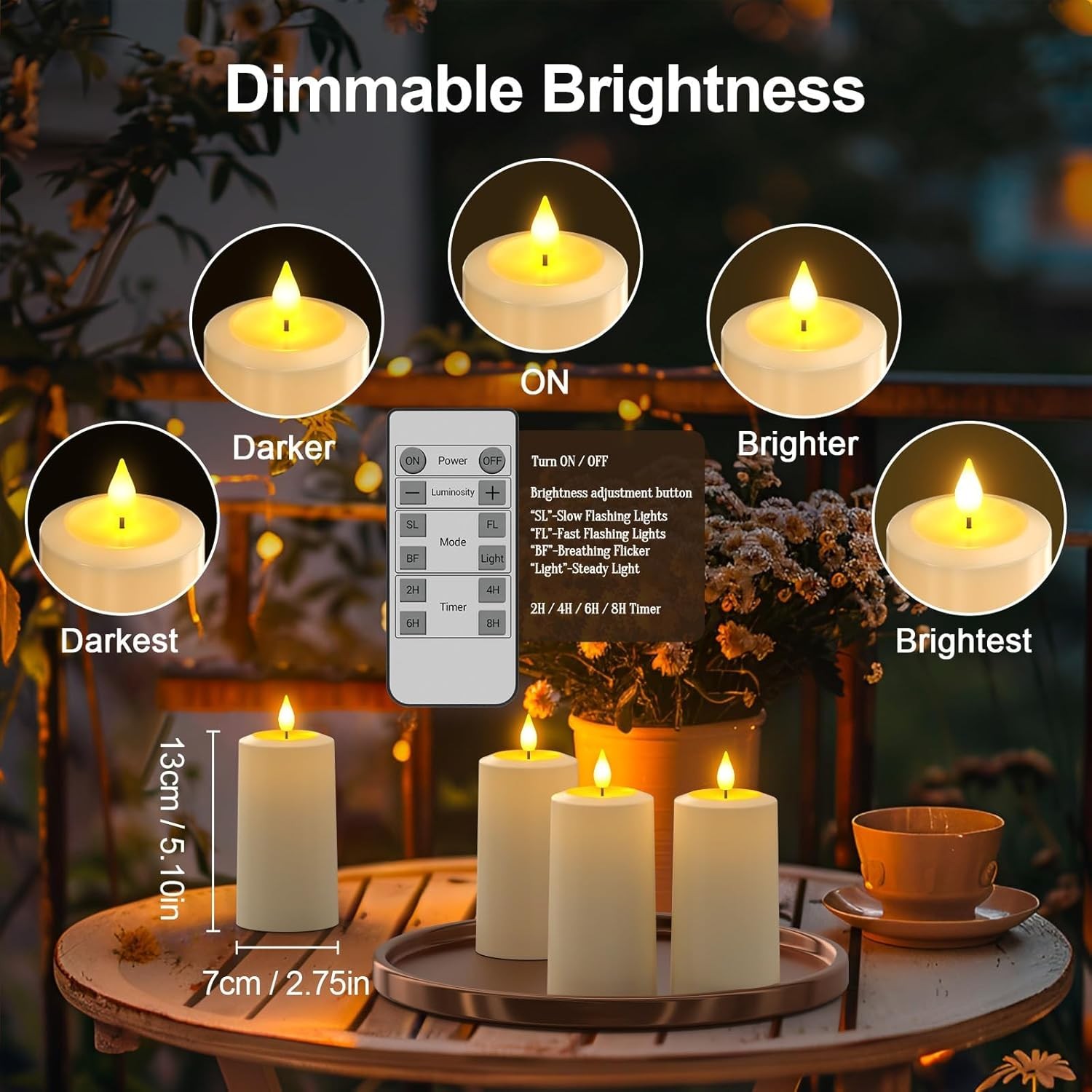 Flameless LED Candles, 4-Pack USB Rechargeable, Flickering Waterproof White Pill