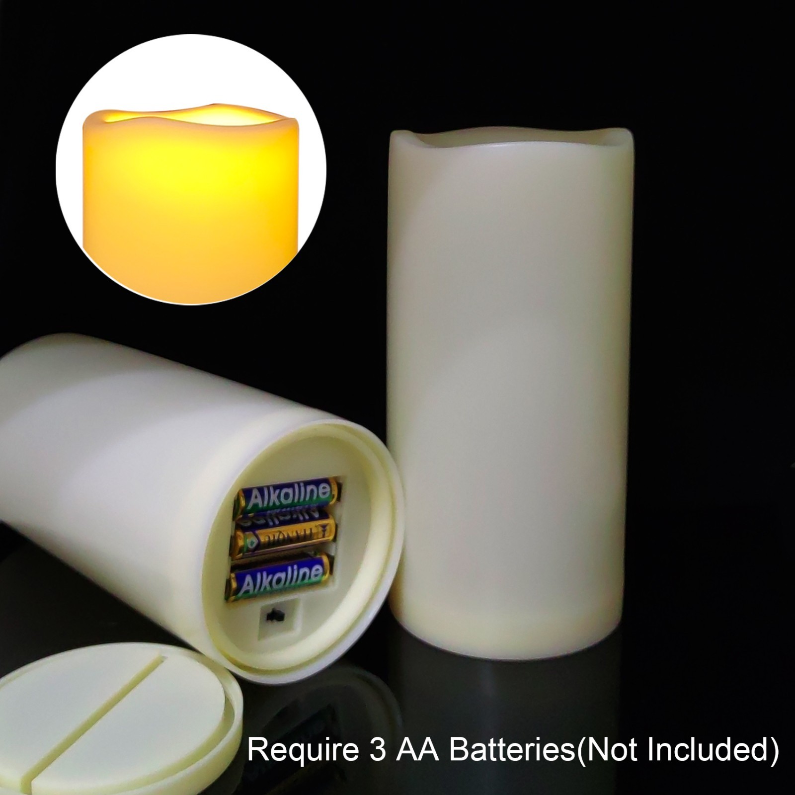 2 Pcs 4” x 8” Outdoor Waterproof Battery Operated Candles with Timer Large Led
