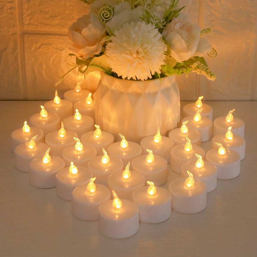24PCS LED Tea Lights Flickering Flameless Candles Battery Operated with Timer