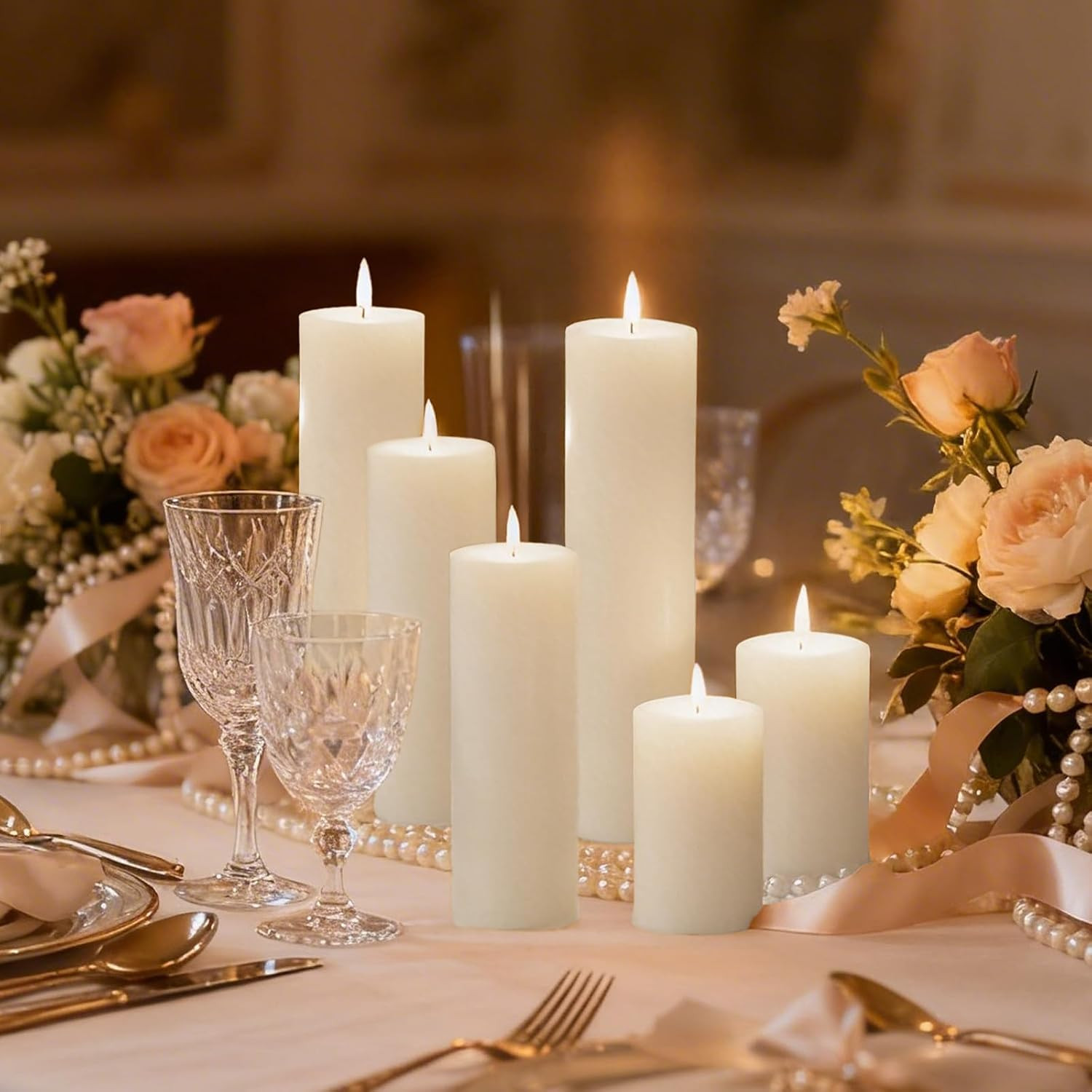 36 Pcs White Pillar Candles Bulk Set，2X3 2X6 2X8 Inch – 12 Each Size，Hurricane C