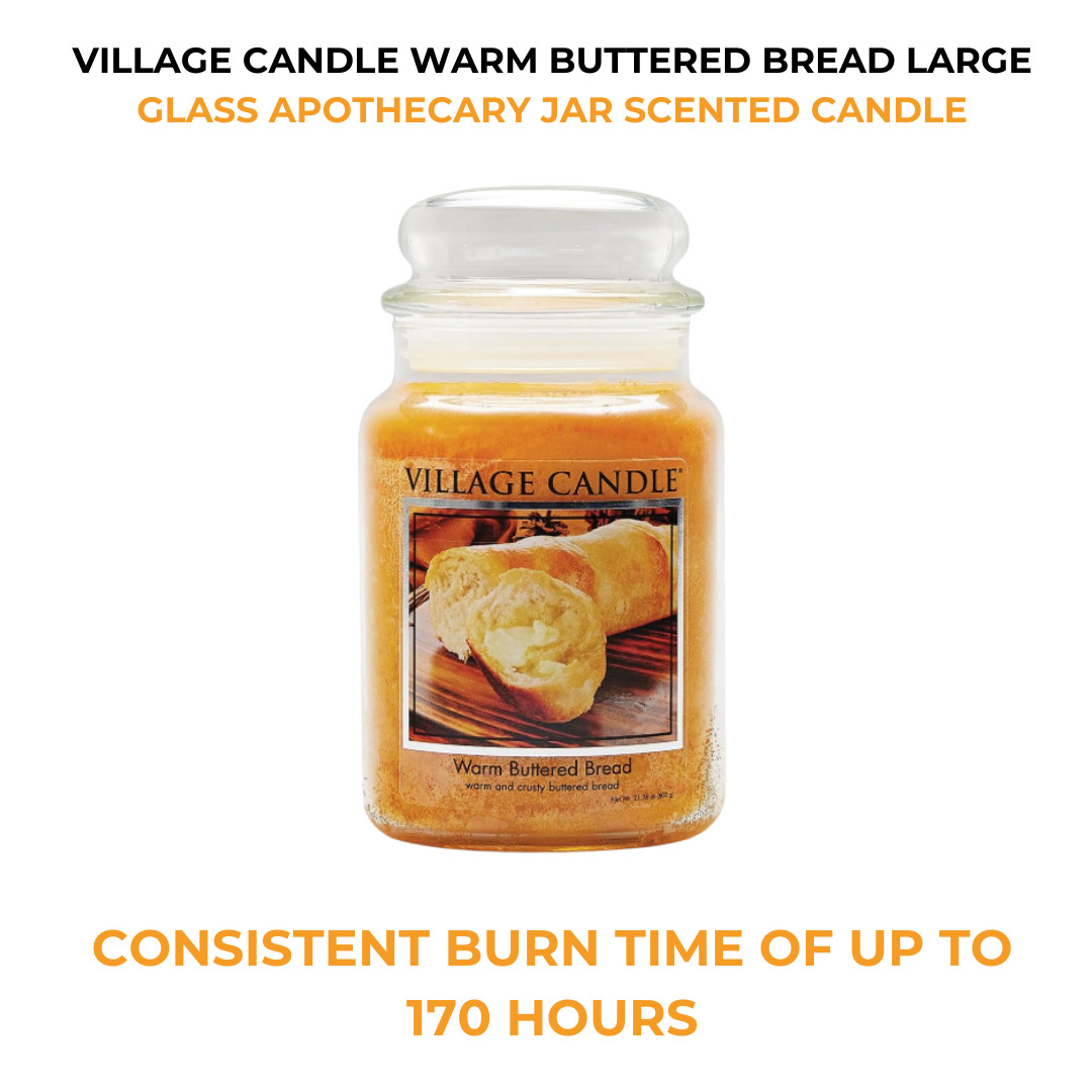 Village Candle Warm Buttered Bread 21.25 oz Large Jar Scented Candle Brown